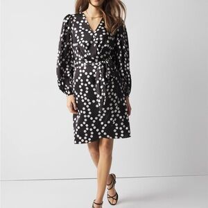 NWT WHBM Polka Dot Faux Wrap Dress size 8